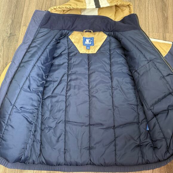 Vintage 90s University Notre Dame Jacket Large Blue Gold Starter Fighting Iris - Picture 7 of 9